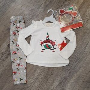 Btween Christmas Unicorn Matching Set Size 5